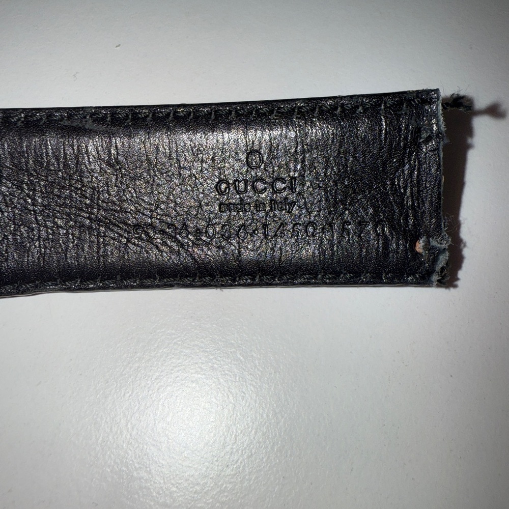 GUCCI GG Blue Canvas Leather Vintage Made in Italy Belt Only No Buckle - Picture 3 of 8